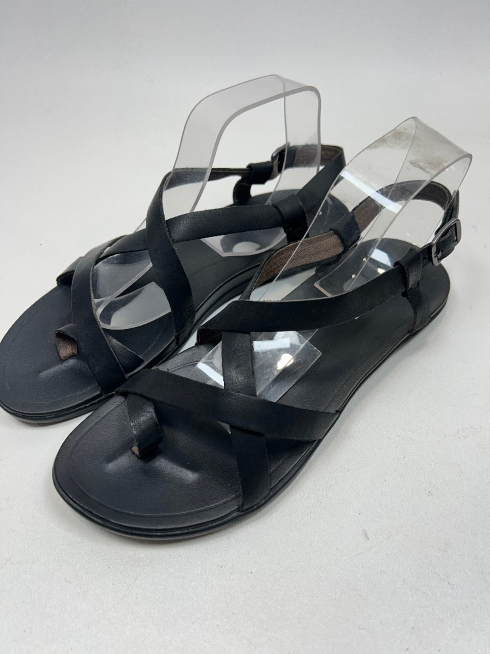Size 10 Women's OkuKai Upena Black Leather Strappy Comfortable Sandals